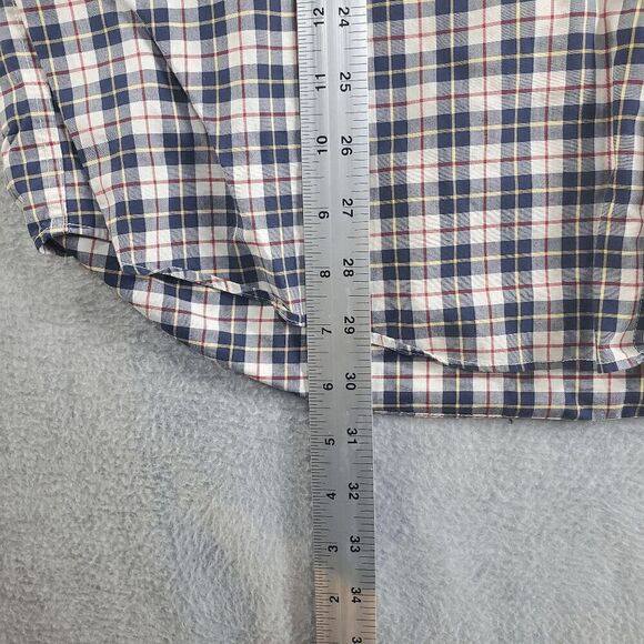 LL Bean Shirt Mens Large Reg Blue Plaid Wrinkle- Resistant Long Sleeve Button Up - Picture 5 of 9